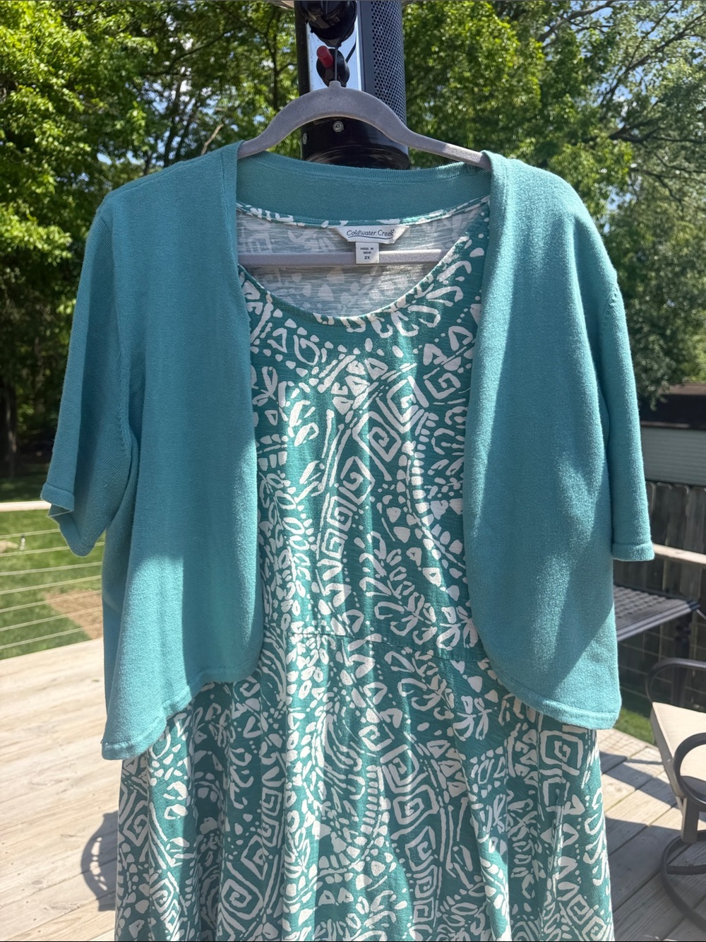 Coldwater Creek Batik Breeze Knit Dress & Shrug 100% Cotton